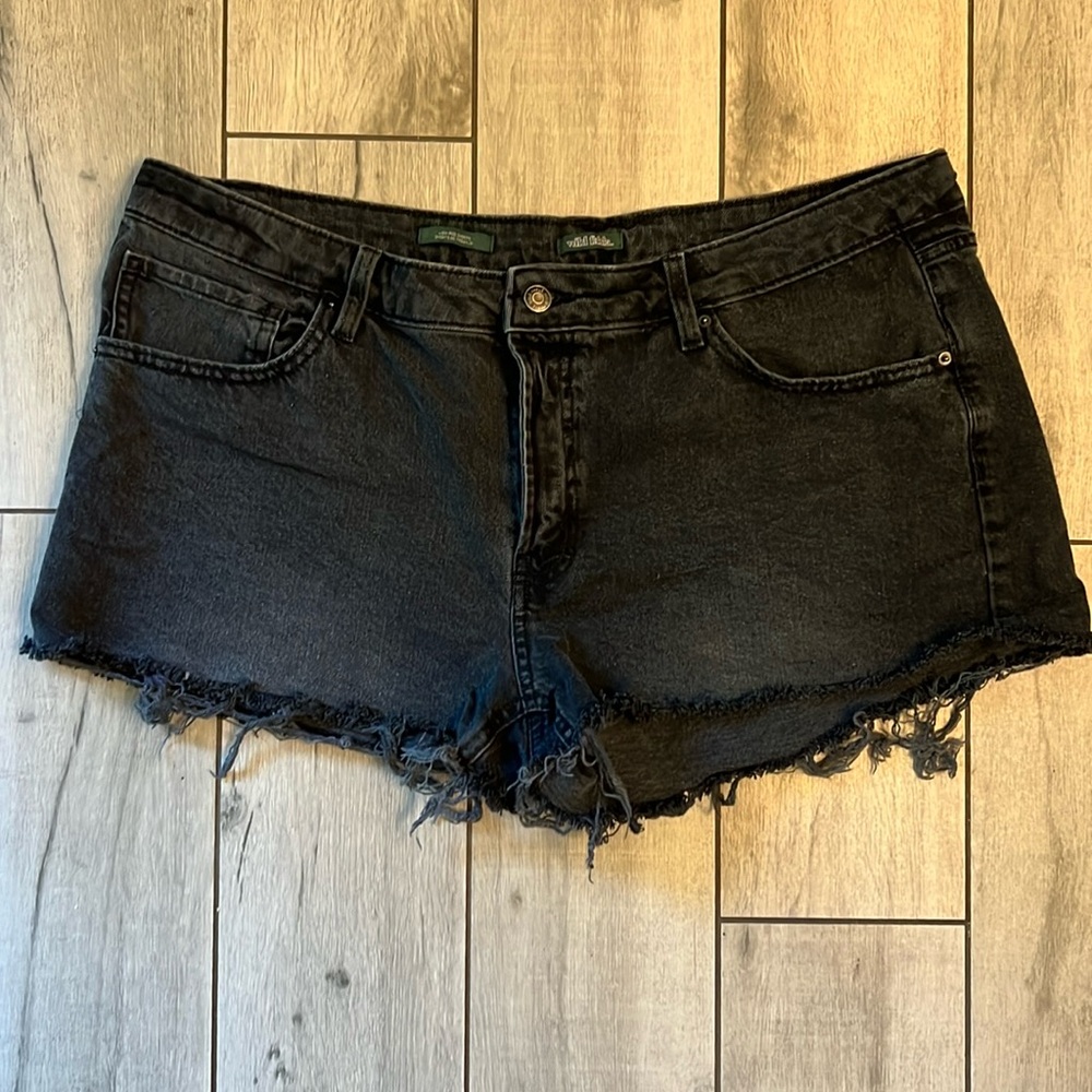 Black cutoff shorts